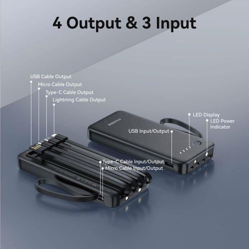 FOOMEE AB15 10000mah Portable Power Bank With Dual Light, 12W Fast Charging