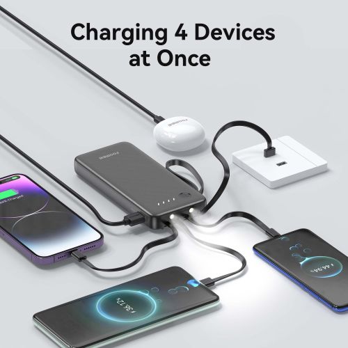 FOOMEE AB15 10000mah Portable Power Bank With Dual Light, 12W Fast Charging