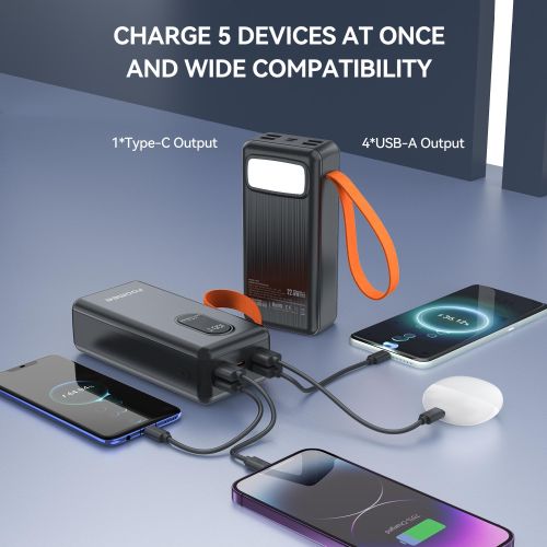 FOOMEE AF32 30000mAh 22.5w Fast Charging Power Bank with Flashlight, Type-C, Built-in Strap