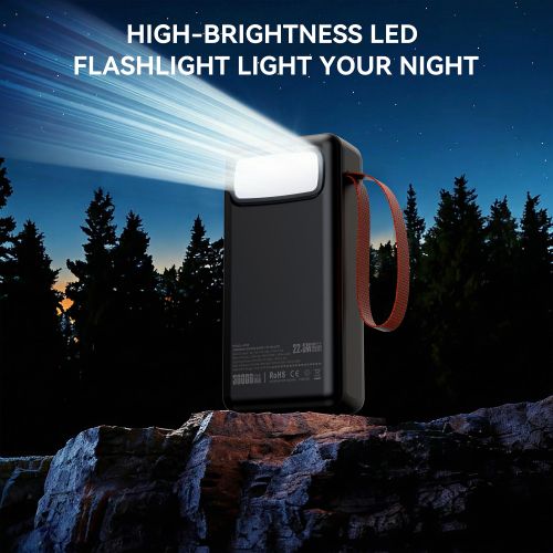 FOOMEE AF32 30000mAh 22.5w Fast Charging Power Bank with Flashlight, Type-C, Built-in Strap