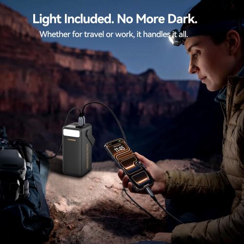 FOOMEE AA65 60000mAh 65w Type-C Fast Charging Power Bank with Flashlight, Digital Display and Built-in Strap, For Laptop, Phone